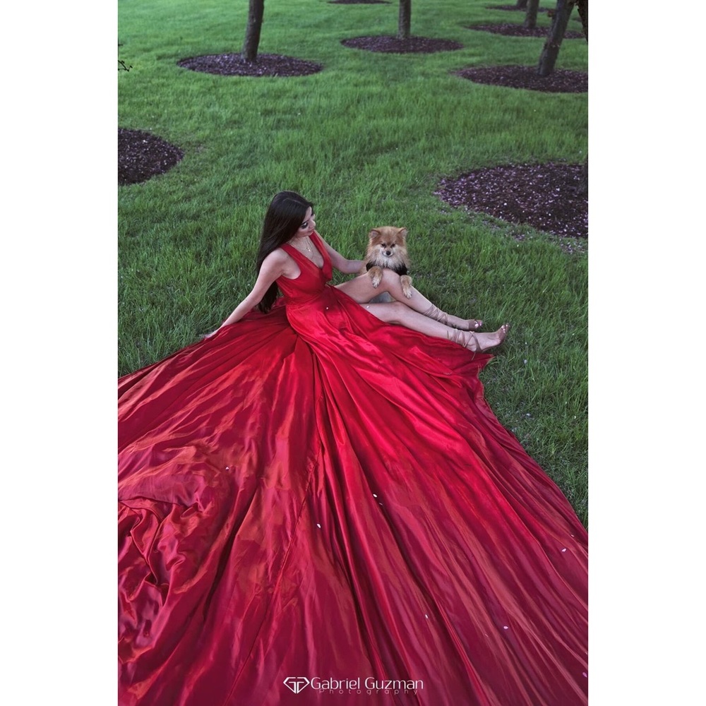 Long red dress